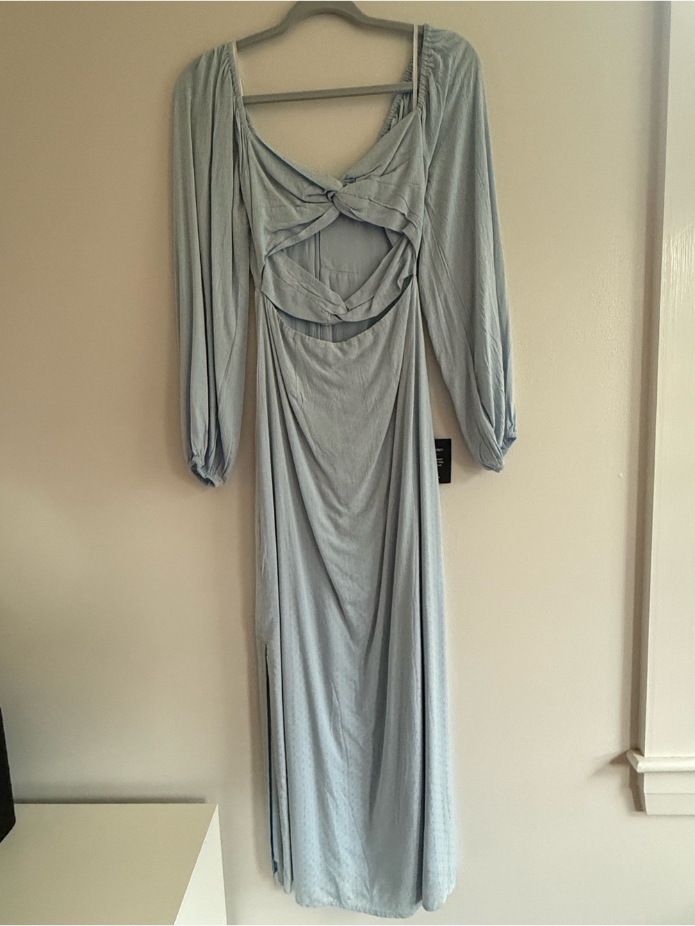 Lulu's Pale Blue Long-Sleeve Twist-Back Maxi Dress